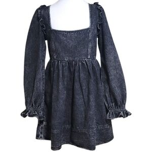 Jaquie The Label Ester Washed Black Denim Mini Dress, L, Edgy, Skater, NWOT